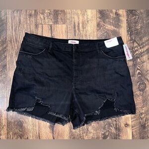 Wrangler Black Distressed Denim Shorts 4” Frayed Short
